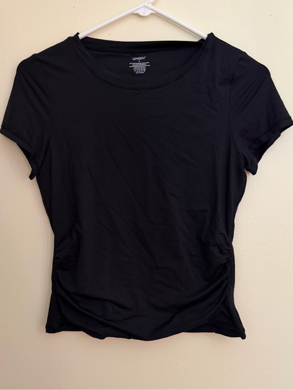 Black Short Sleeve Scoop Neck Women's Top